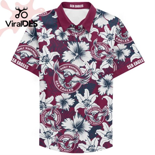 NRL Manly Warringah Sea Eagles Custom Text Hawaiian Shirt