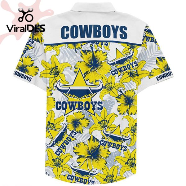 NRL North Queensland Cowboys Custom Text Floral Hawaiian Shirt