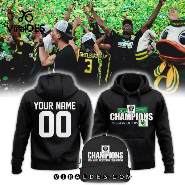 Oregon Ducks Champions 2024 Men’s Basketball Black Hoodie, Jogger, Cap