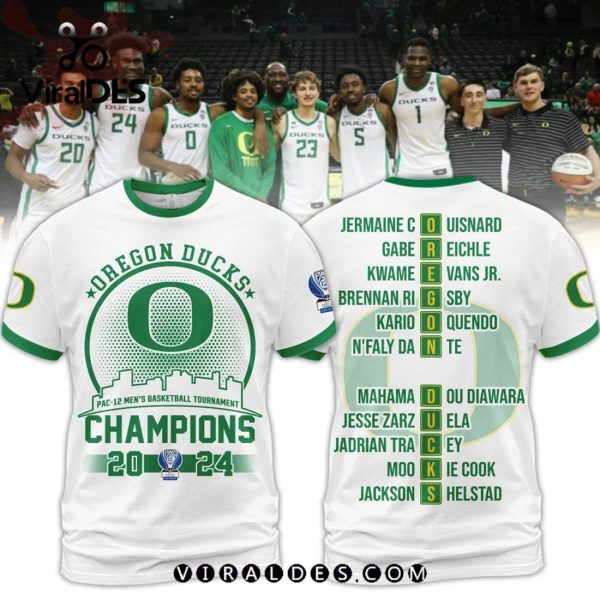 Oregon Ducks Men’s Basketball Champions 2024 White Hoodie