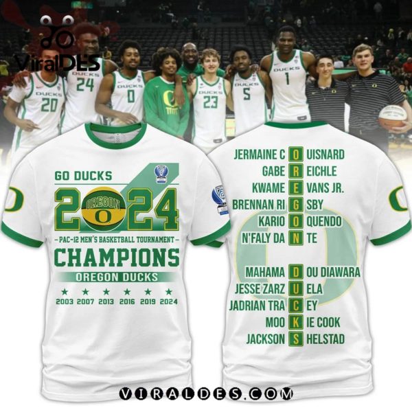 Oregon Ducks Men’s Basketball Go Ducks 2024 Champions White Hoodie