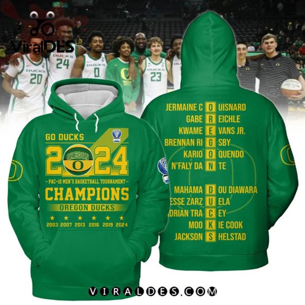 Oregon Ducks Men’s Basketball Go Ducks Champions 2024 Green Hoodie