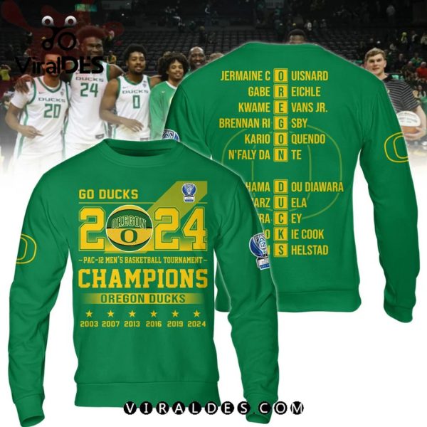 Oregon Ducks Men’s Basketball Go Ducks Champions 2024 Green Hoodie