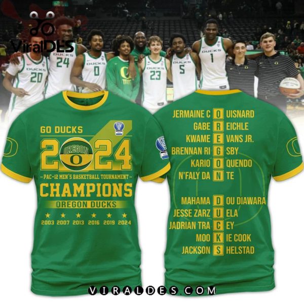 Oregon Ducks Men’s Basketball Go Ducks Champions 2024 Green Hoodie