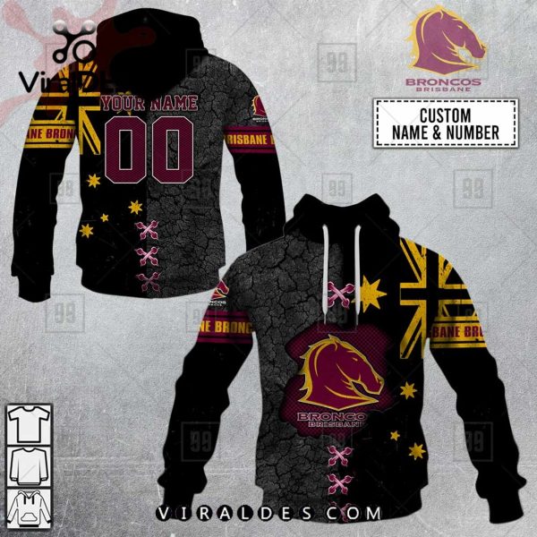 Personalized NRL Brisbane Broncos Black Hoodie