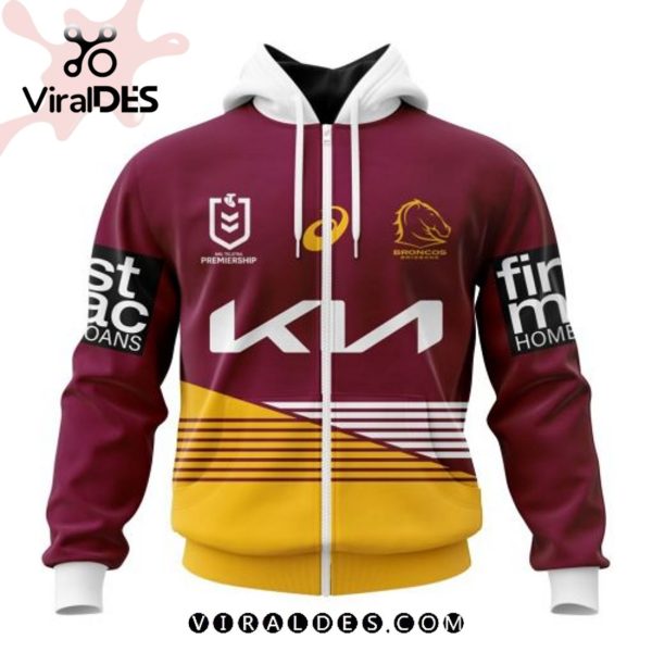 Personalized NRL Brisbane Broncos Zip Hoodie 3D