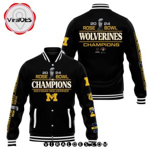 2024 Super Bowl Michigan Wolverines Champion Black Baseball Jacket