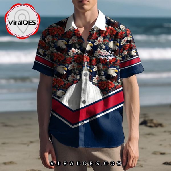 Washington Capitals Logo And Flower Hawaiian Shirt