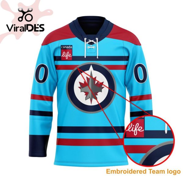 Winnipeg Jets Adidas Light Blue Anniversary Primegreen Custom Hockey Jersey