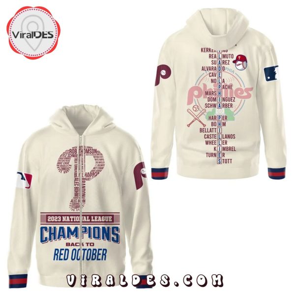 2023 Philadelphia Phillies Back To Red October Champions Cream Hoodie