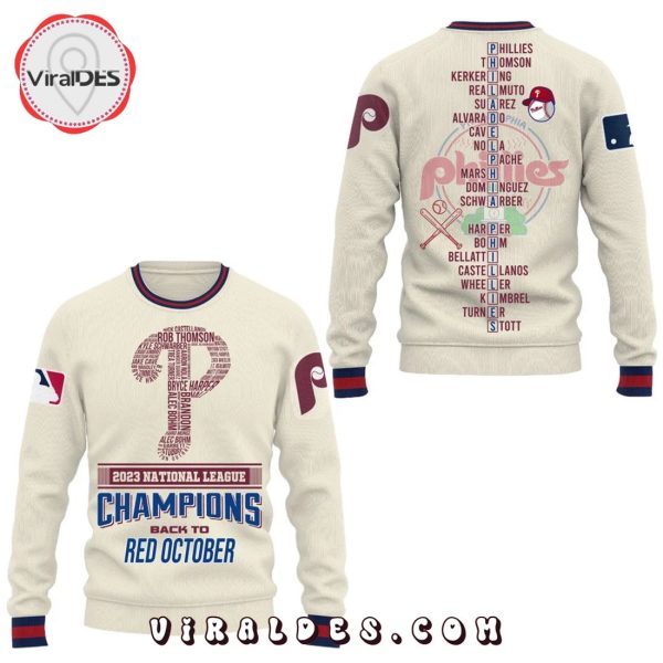 2023 Philadelphia Phillies Back To Red October Champions Cream Hoodie