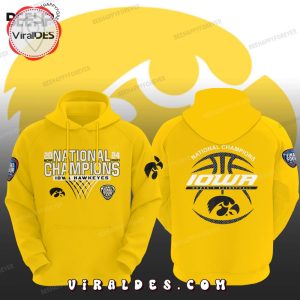 Iowa Hawkeyes 2024 NCAA Basketball Champion Yellow Hoodie