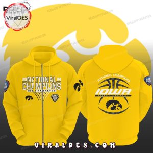 Iowa Hawkeyes 2024 NCAA Basketball Champion Yellow Hoodie