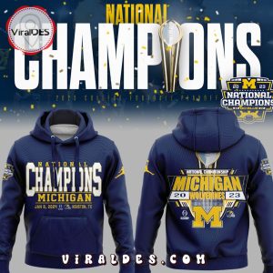 Michigan Wolverines Nation Championship Navy Hoodie, Jogger, Cap