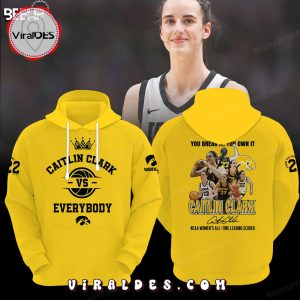 Caitlin Clark Vs Everybody Iowa Hawkeyes Basketball Yellow Hoodie