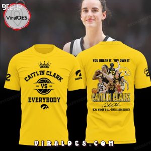Caitlin Clark Vs Everybody Iowa Hawkeyes Basketball Yellow Hoodie