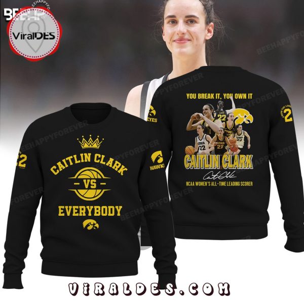 Caitlin Clark Vs Everybody Iowa Hawkeyes Basketball Black Hoodie