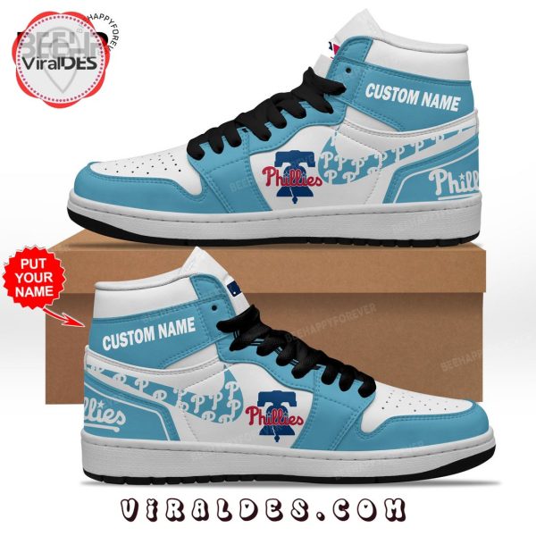 Custom Name MLB Philadelphia Phillies Blue Air Jordan 1 Hightop