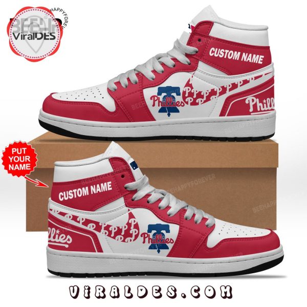 Custom Name MLB Philadelphia Phillies Red Air Jordan 1 Hightop