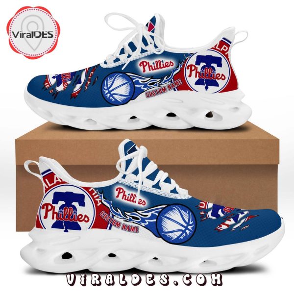 Custom Name Philadelphia Phillies Navy Max Soul Shoes