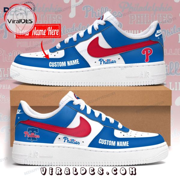 Custom Philadelphia Phillies Special Navy Design Air Force 1 Sneakers