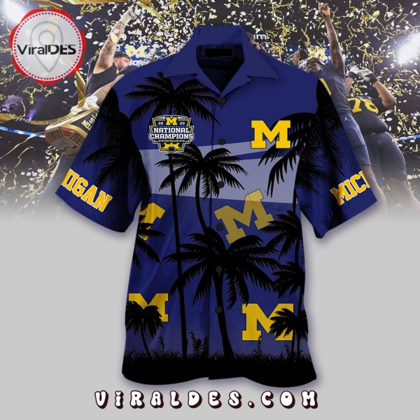 Michigan Wolverines Football National Champions Navy Hawaiian Shirt