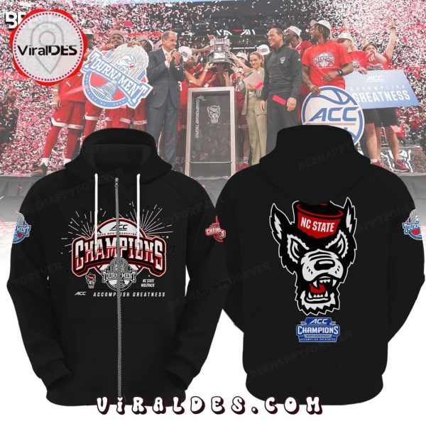 NC State Wolfpack ACC Basketball 2024 Champions Black Hoodie