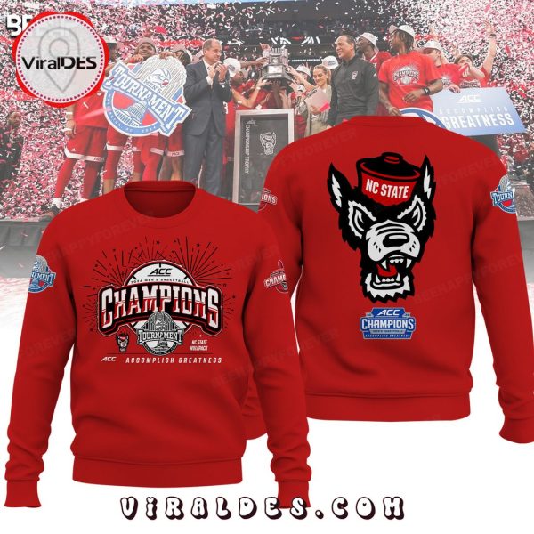 NC State Wolfpack ACC Basketball 2024 Champions Red Hoodie