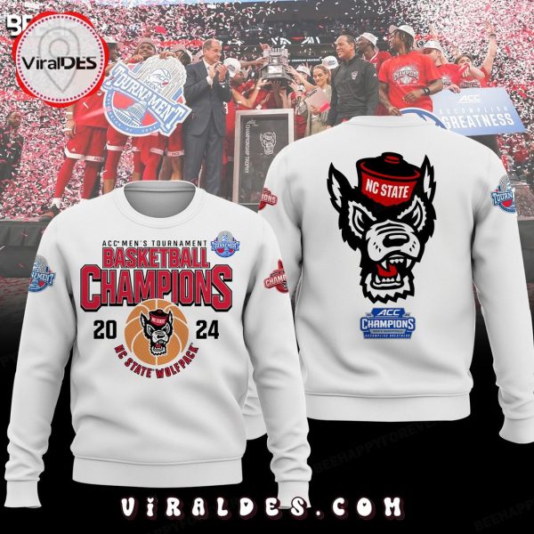 NC State Wolfpack ACC Men’s Basketball 2024 Champions White Hoodie