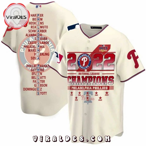 Philadelphia Phillies 2022 NLCS National League Champions Cream Jersey