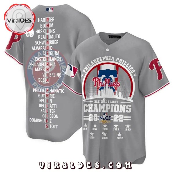 Philadelphia Phillies 2022 NLCS National League Champions Grey Jersey