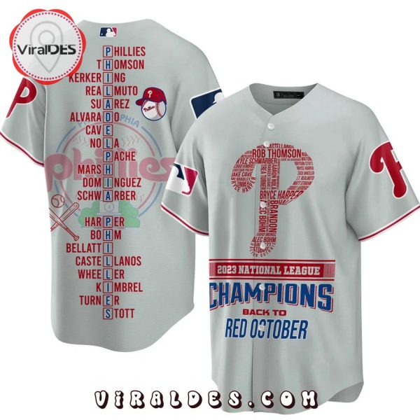 Philadelphia Phillies NL East Division 2023 Champions Grey Baseball Jersey