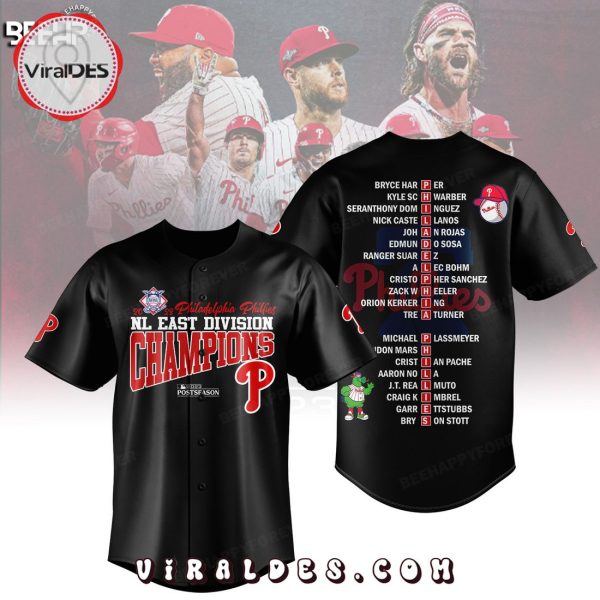 Philadelphia Phillies NL East Division Champions Postseason Black Baseball Jersey