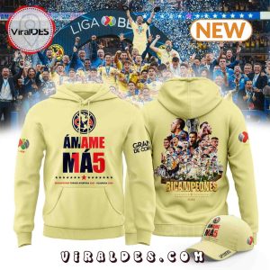 Club América Campeones Bicampeones Los Grandes Yellow Hoodie, Cap