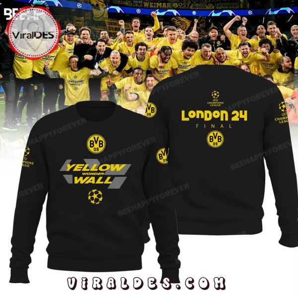 𝐘𝐄𝐋𝐋𝐎𝐖 𝐖𝐎𝐍𝐃𝐄𝐑𝐖𝐀𝐋𝐋 Borussia Dortmund Champions Black Shirt