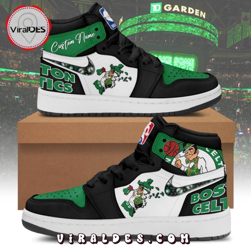 Boston Celtics Custom Boston Maps Air Jordan 1 Hightop Sneaker ...