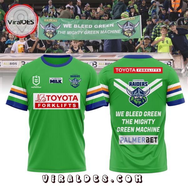 Canberra Raiders NRL We Bleed Green The Mighty Green Machine Shirt