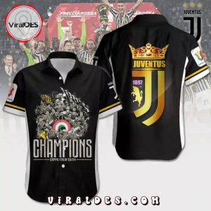 Special Juventus Champions Coppa Italia Frecciarossa Black Hawaiian Shirt