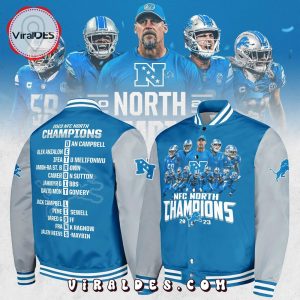 Detroit Lions 2023 NFC North Division Champions Blue Baseball Jacket