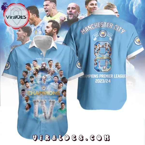 Manchester City 2023 24 Premier League Champions Blue Hawaiian Shirt
