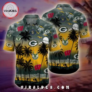 Trending Wisconsin Sports Palm Tree Hawaiian Shirt