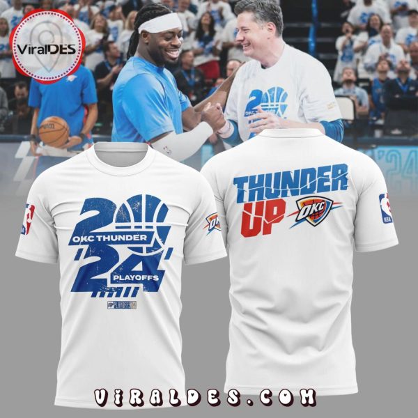 OKC Game Thunder Up 2024 Playoff White Hoodie