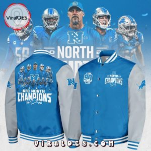Detroit Lions NFC North Division 2023 Champions Blue Baseball Jacket