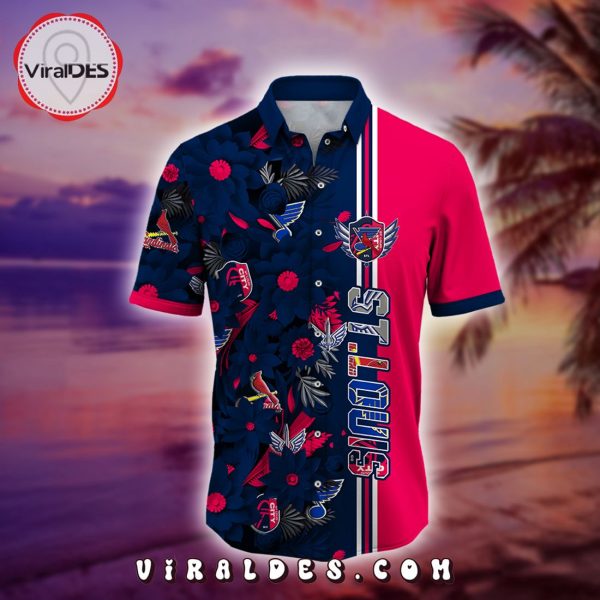 St. Louis Sports Leaf Style Hawaiian Shirt – Navy