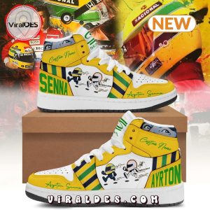 Custom Forever Ayrton Senna Yellow Air Jordan 1 High Top Shoes