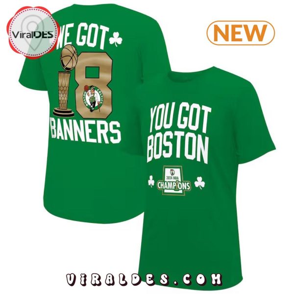 2024 NBA Boston Celtics Finals Champions 18 Banners Kelly Green Shirt
