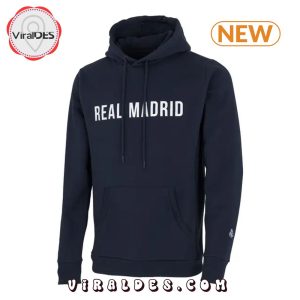 Real Madrid Mens Text Navy White Hoodie