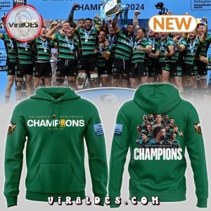 Premium Northampton Saints Gallagher Premiership Champions Green Hoodie