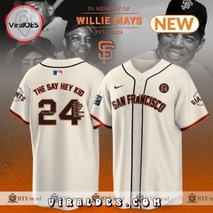 Special Juneteenth Willie Mays San Francisco Giants 2024 Cream Jersey