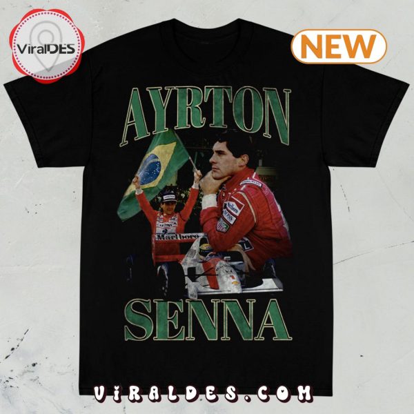 Ayrton Senna Helmet Stripe Black Shirt